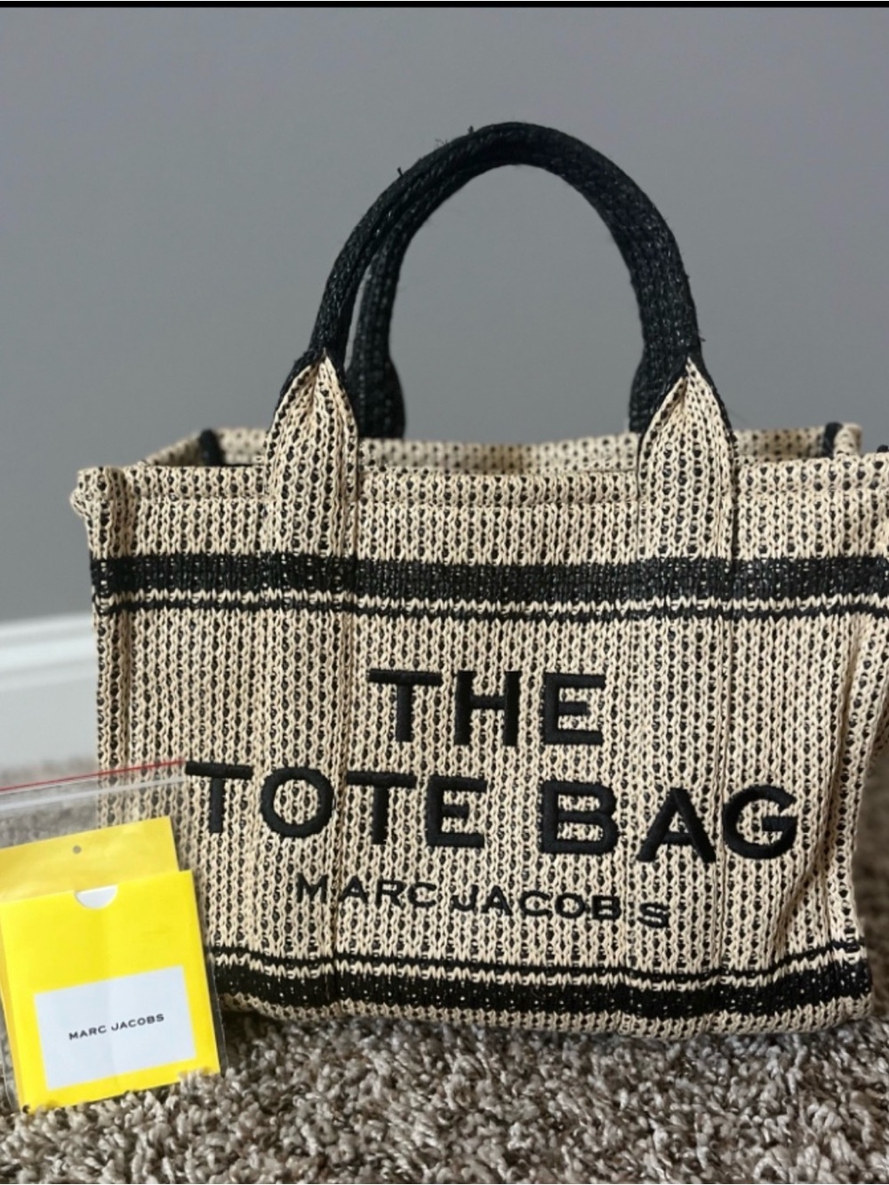 Marc Jacobs Two-Tone Straw Tote with Black Trim